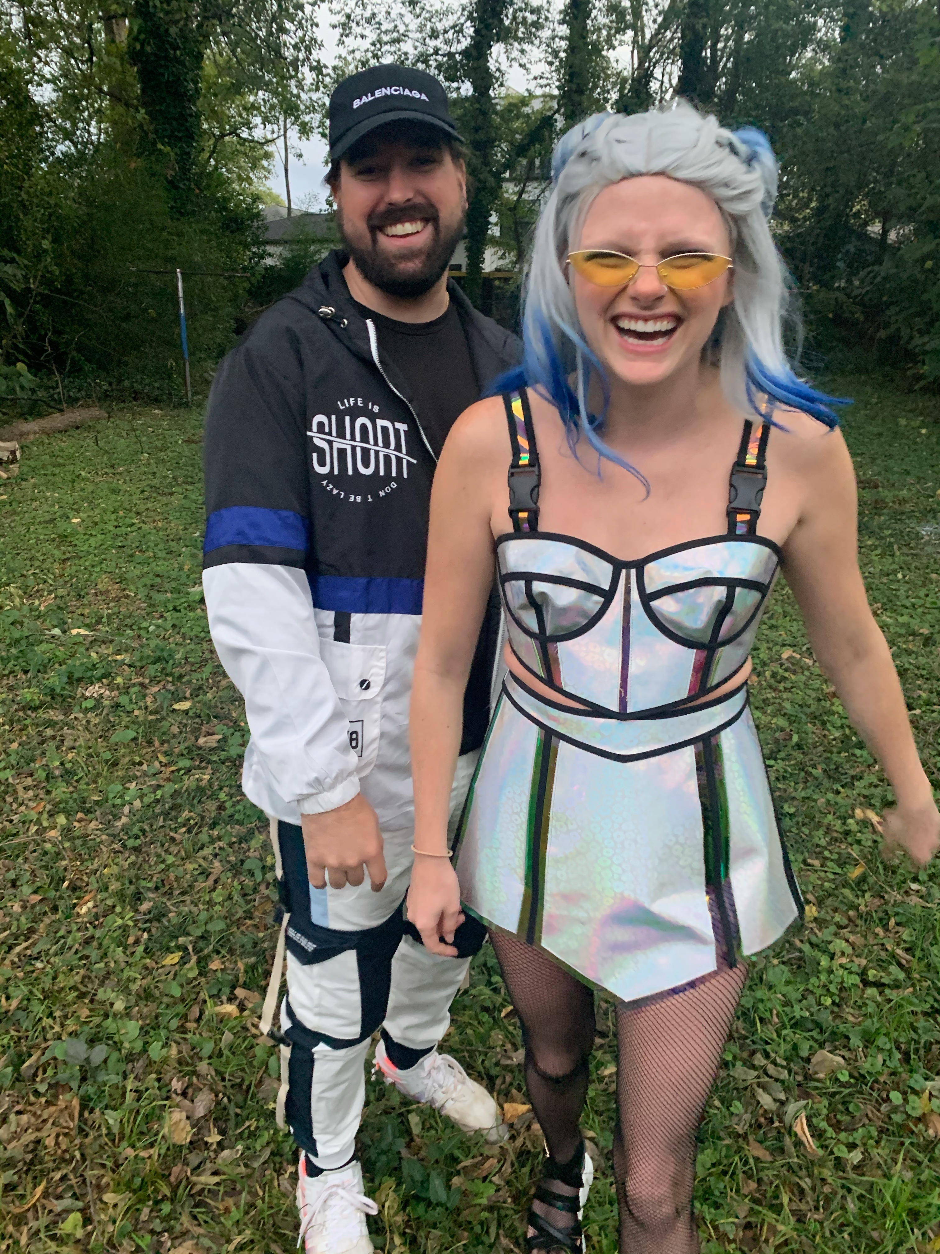 Chris and Paige in festival outfits